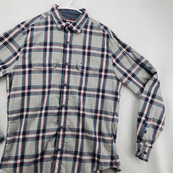 Tommy Hilfiger Shirt Men's Long Sleeve Casual Button Up Plaid Gray Medium - Picture 6 of 12